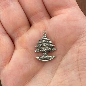 Vintage 925 Sterling Silver Fir Pine Tree Nature Outdoors Pendant Bracelet Charm